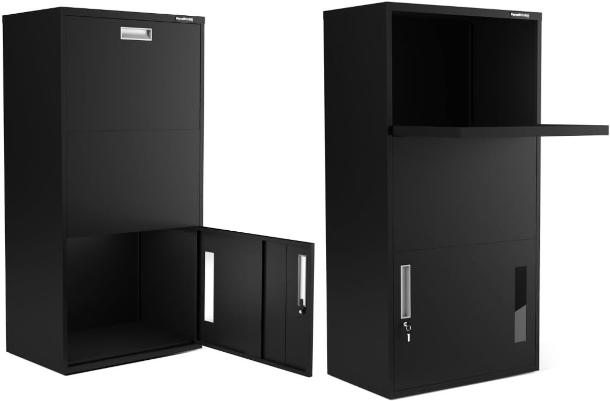 Parcel mailbox XXL - 38x60x120 cm - Zwart staal - Weerbestendig en veilig - Ideaal voor thuis of kantoor - ShopVlot