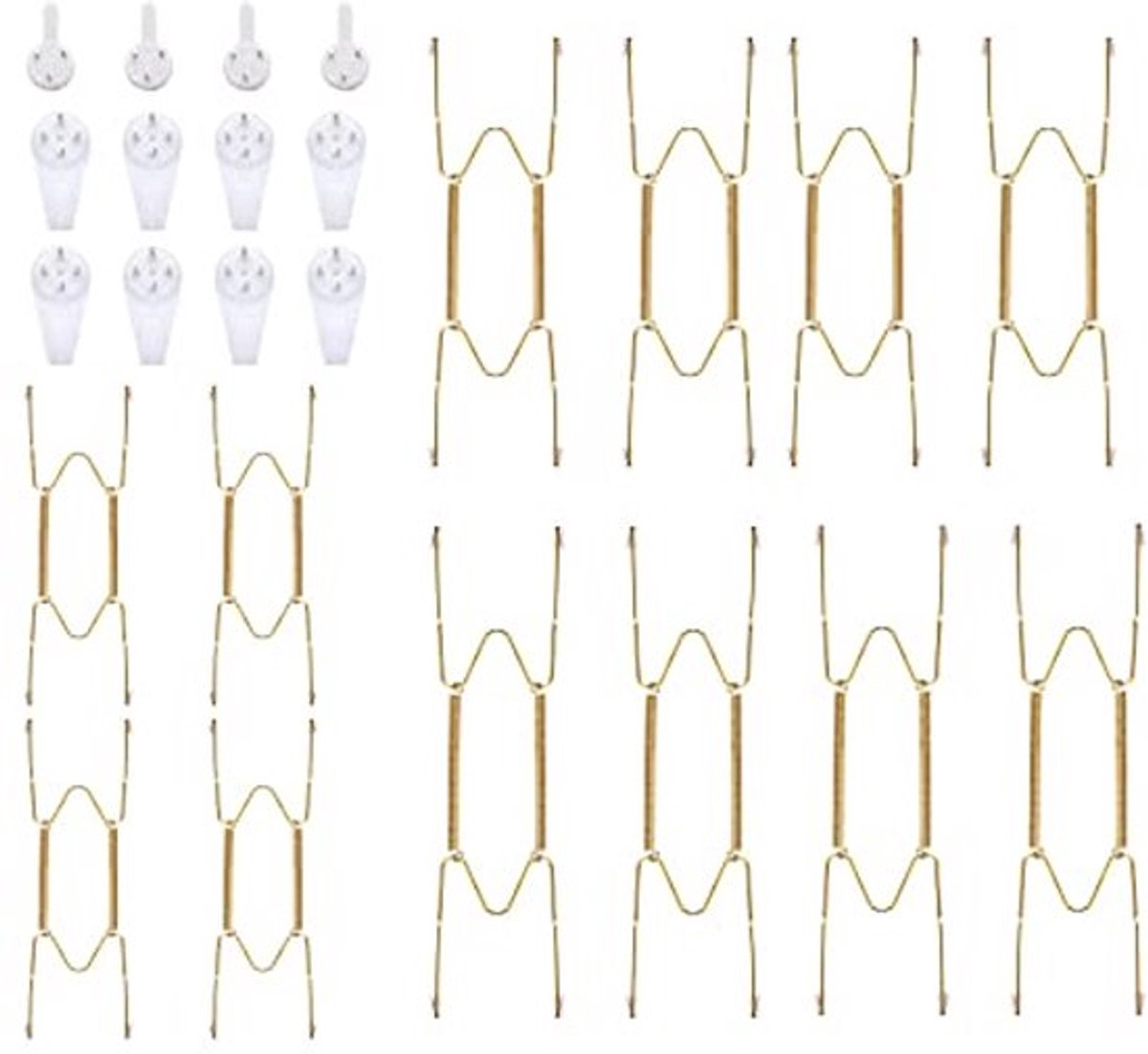 Verpakking van 12 onzichtbare bordhangers, wandbordhangers, decoratieve bordhangers van roestvrij staal, wandhaken voor decoratieve borden en kunst (15,2 cm)