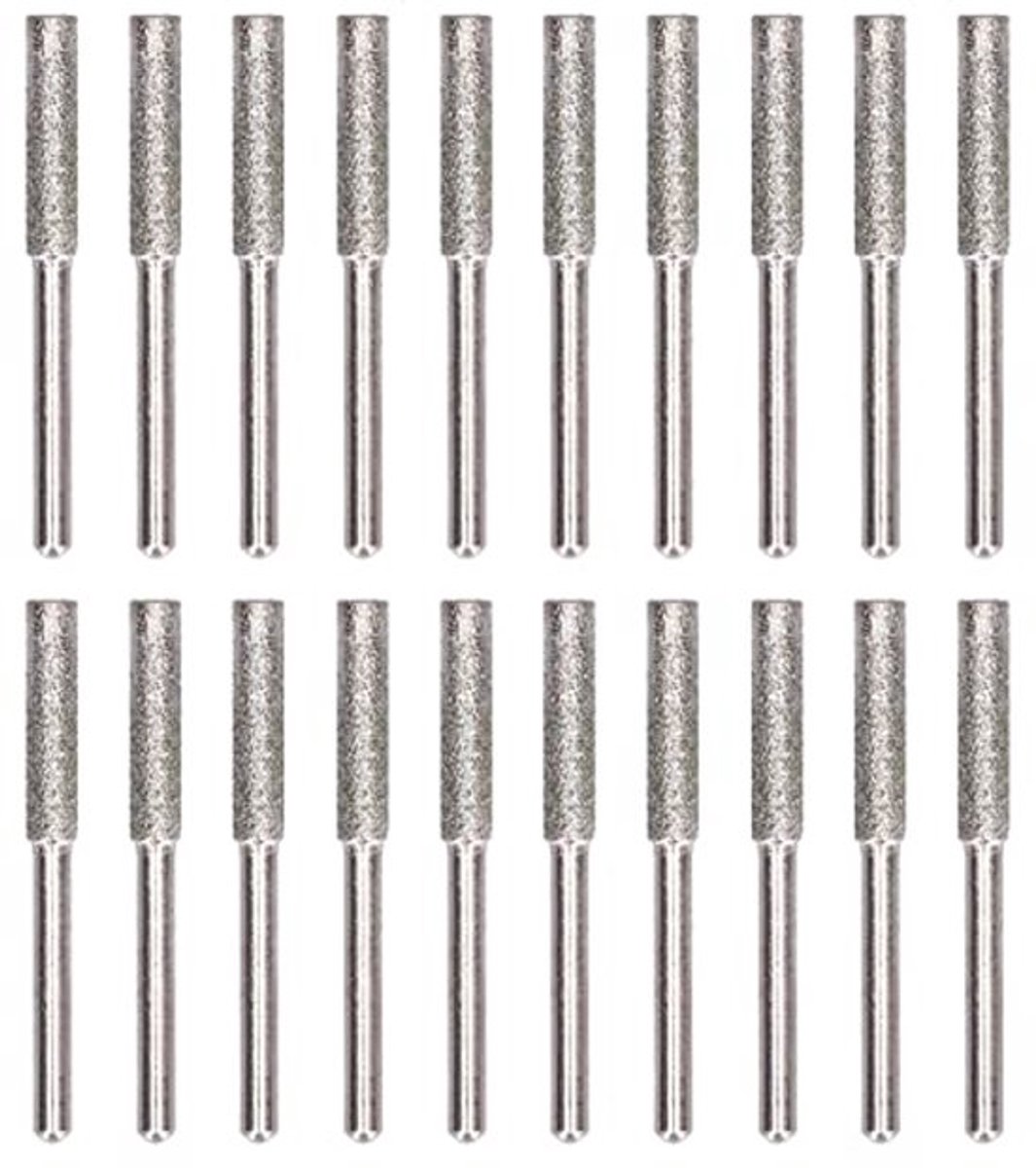 Slijpsteen voor kettingzagen, 20-delige set amaril slijpstenen voor kettingzagen, polijst- en slijpgereedschap voor 7/32 inch wielen en grote kettingzaagkettingen (4,8 mm - zilver)