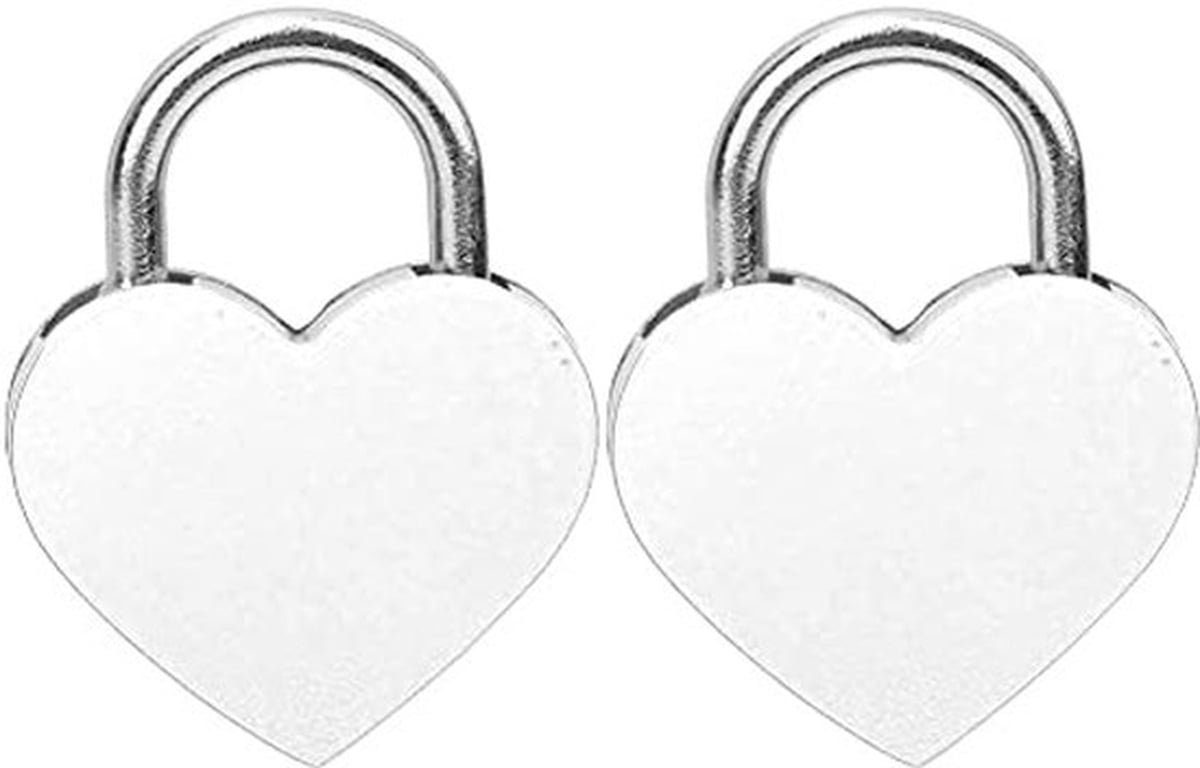 Kleine sloten met sleutels Hartslot en sleutelbloksloten Minisloten Hangslot 30x39mm(Wit)