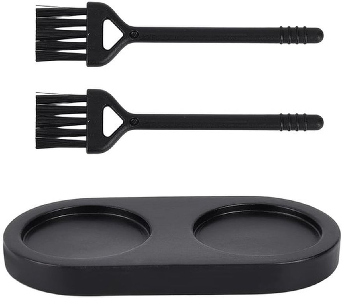 Zwarte pepermolenhouder, houten houder, zout- en pepermolen, houten dienblad, eettafel met 2 reinigingsborstels, 14x7cm, tafelbeschermer, schudbeker voor 2 molens, keuken