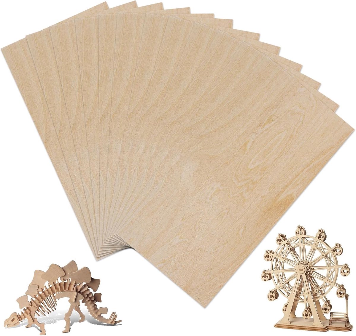 Multiplexplaat 200mm × 100mm - 12 Stuks Balsahout - 2mm Dun - Ideaal voor Modelbouw - ShopVlot