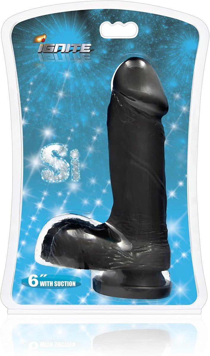 Cock met ballen 6 inch - met zuignap - zwart - voor veelzijdig gebruik - ShopVlot