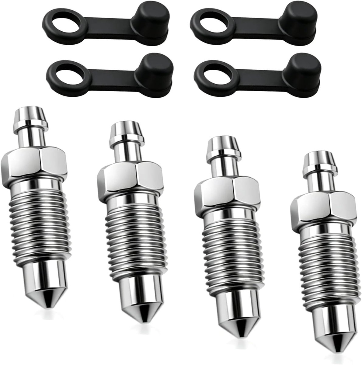 Remontluchtingsschroeven M10×1 mm - 4-delige set - inclusief stofkappen - ideaal voor remklauwsystemen - ShopVlot