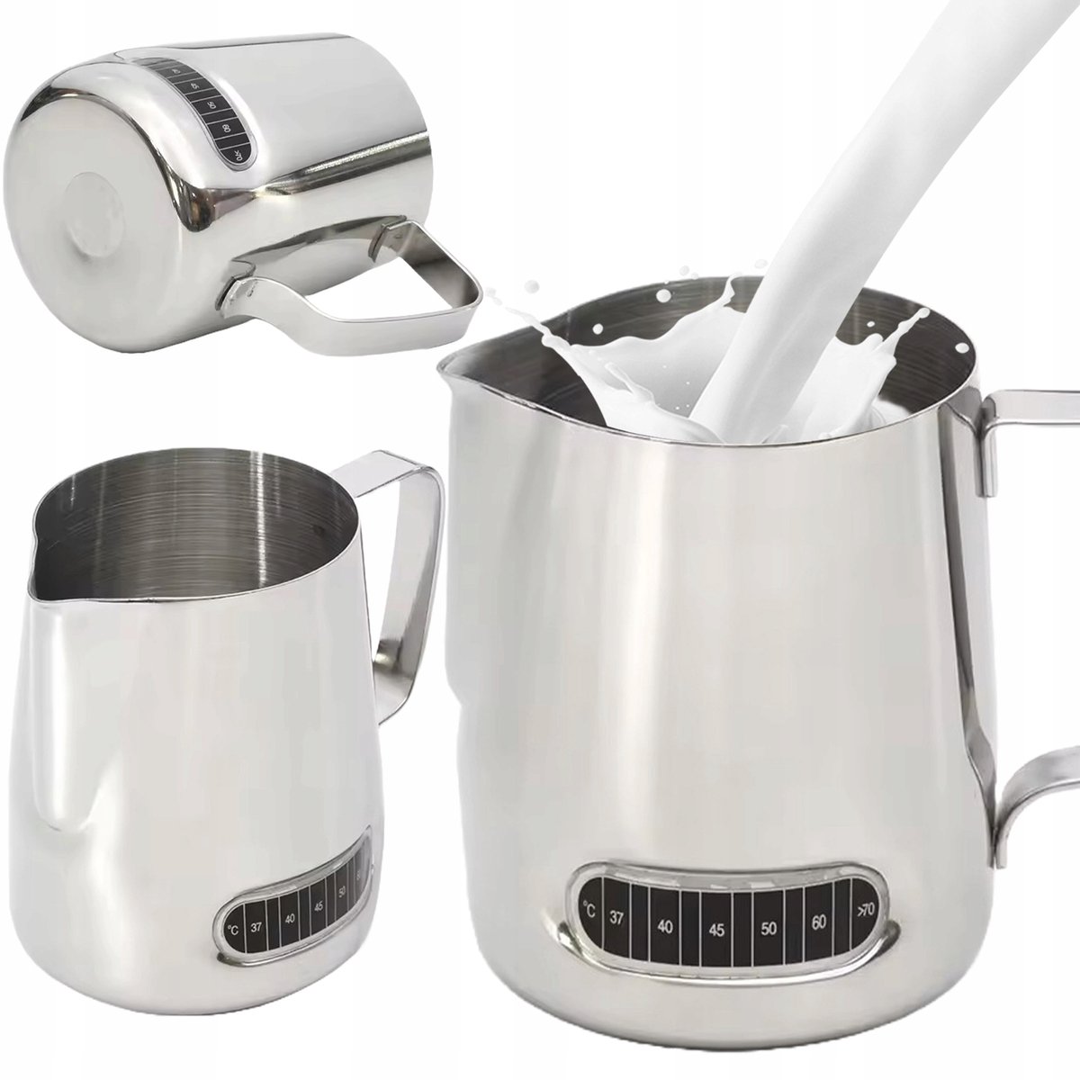 Merkloos RVS Melkkan met Thermometer - 550ml