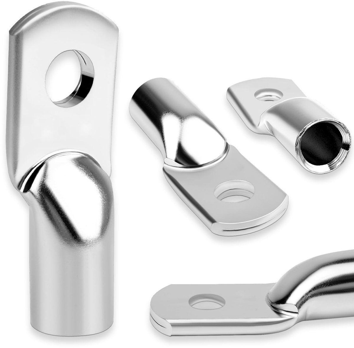 4 stuks, 10 mm², M8, zonder kijkgat, kabelschoenen, verdikt koper, niet geïsoleerde kabelschoen voor boot, jacht, auto, vrachtwagen, zonne-installatie