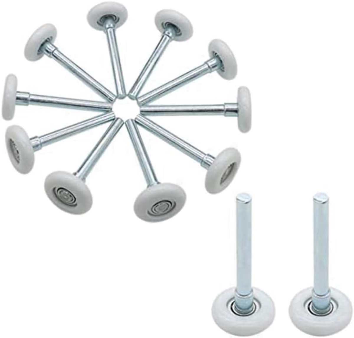 12 stuks garagedeurwielen, 4 stuurpen, stille garagedeurwielen van nylon voor het vervangen van de garagedeurrail