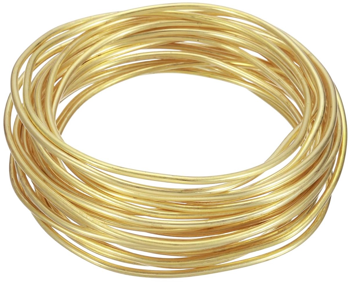 6 meter lang H65 messing knutseldraad, 2,5 mm diameter, 10 gauge metalen sieradendraad, goud, messingdraad voor halskettingen, armbanden, ringen, sieraden maken, knutselwerk, decoratie