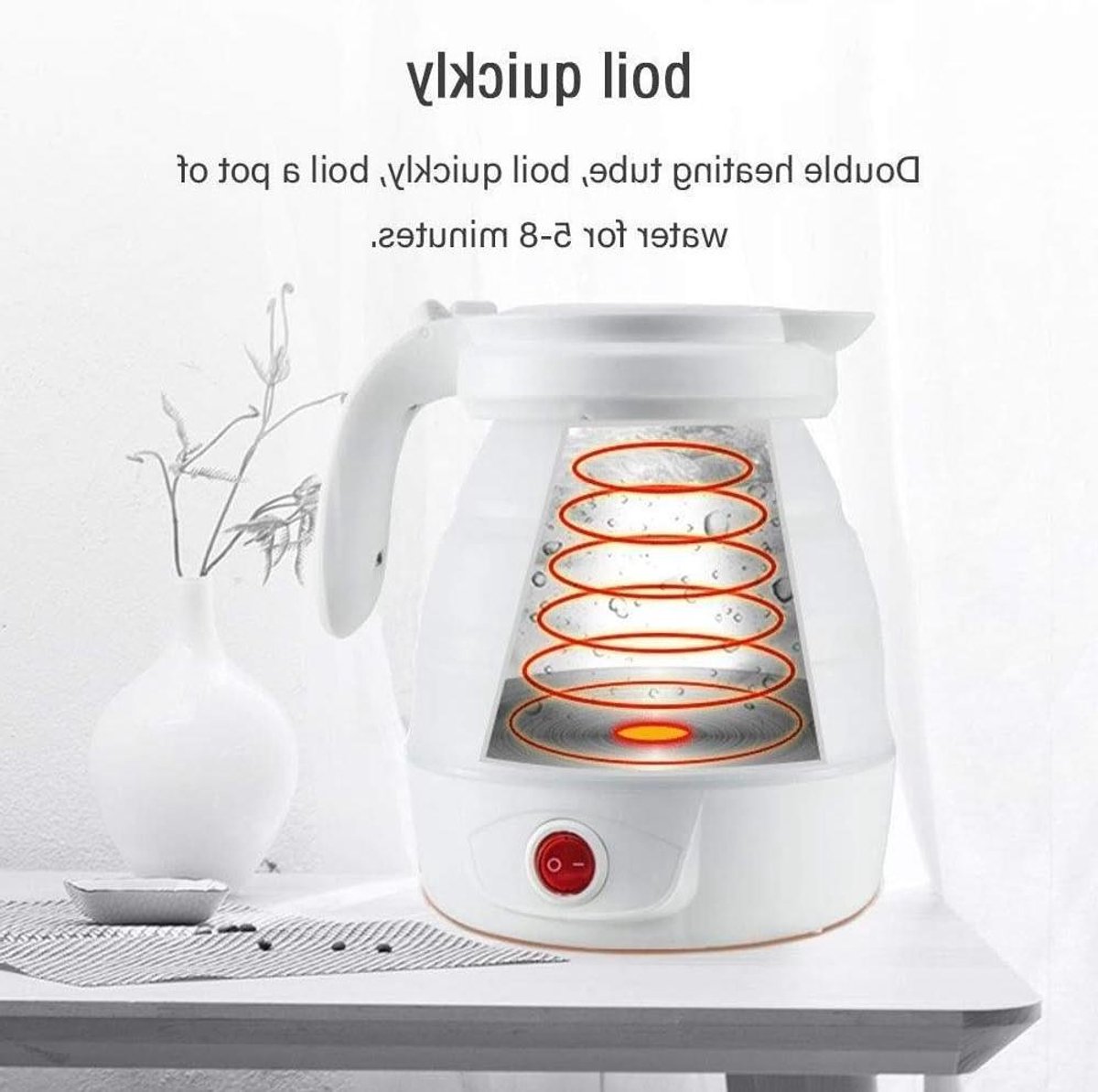 Opvouwbare Waterkoker - Reis Waterkoker Silicoon - Snel Water Koken - Dubbele Spanning - 08 Liter - Wit