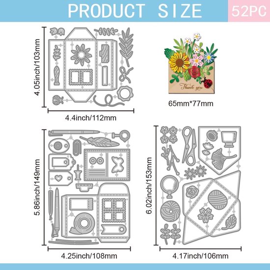 Envelop Fire Seal Frame Snijmallen Voor Diy Scrapbooking Metalen Bloem Rose Postzegel Cut Dies Pen Bladwijzer Die Cuts Voor Kaarten Maken Embossing — afbeelding 3