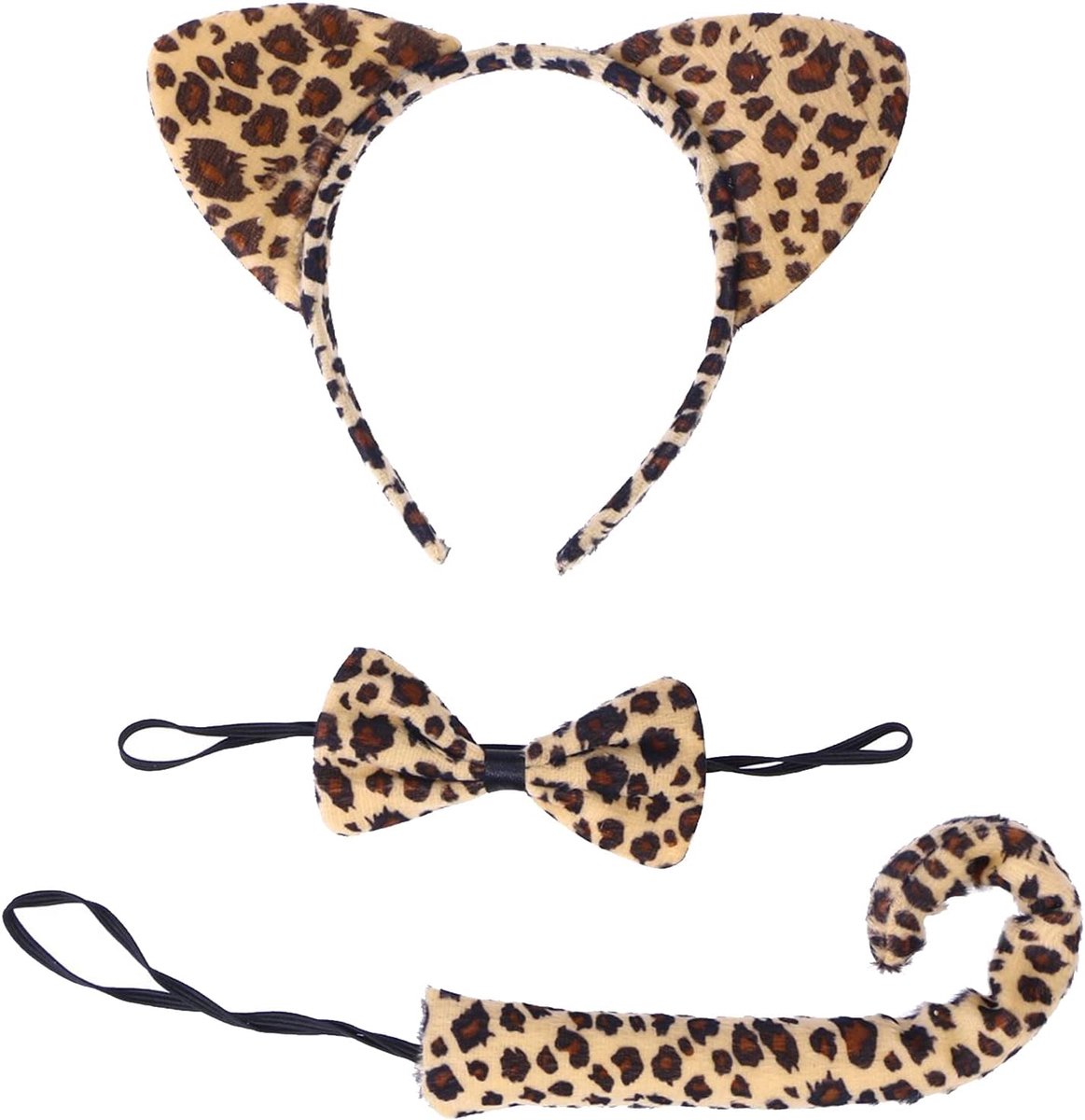 Luipaard Print Oren, Leopard Accessoire, Dierlijke Oren Hoofdband, Kinderen Met Hoofdband Oren Staart Vlinderdas Luipaard Halloween Kostuum Accessoires: Oren, Staart