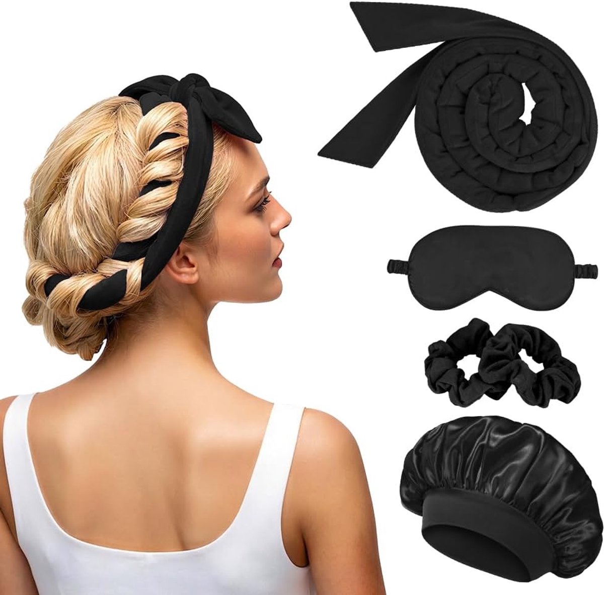 Krulspelden hoofdband, 5 stuks krulstaven geschenkset, zachte nachtelijke haarkrullenset, hitteloze krullenset, voor vrouwen lang medium golvend haar