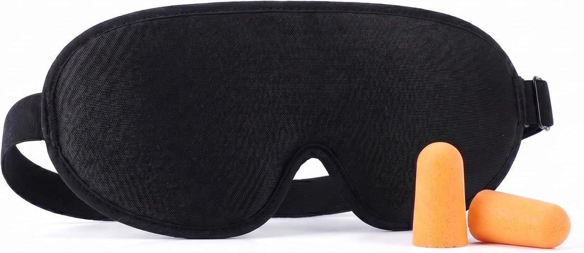 3D-slaapmasker van lycra en traagschuim met oordopjes in doos, ondoorzichtig slaapmasker zonder oogdruk, voor reizen, middagslaap