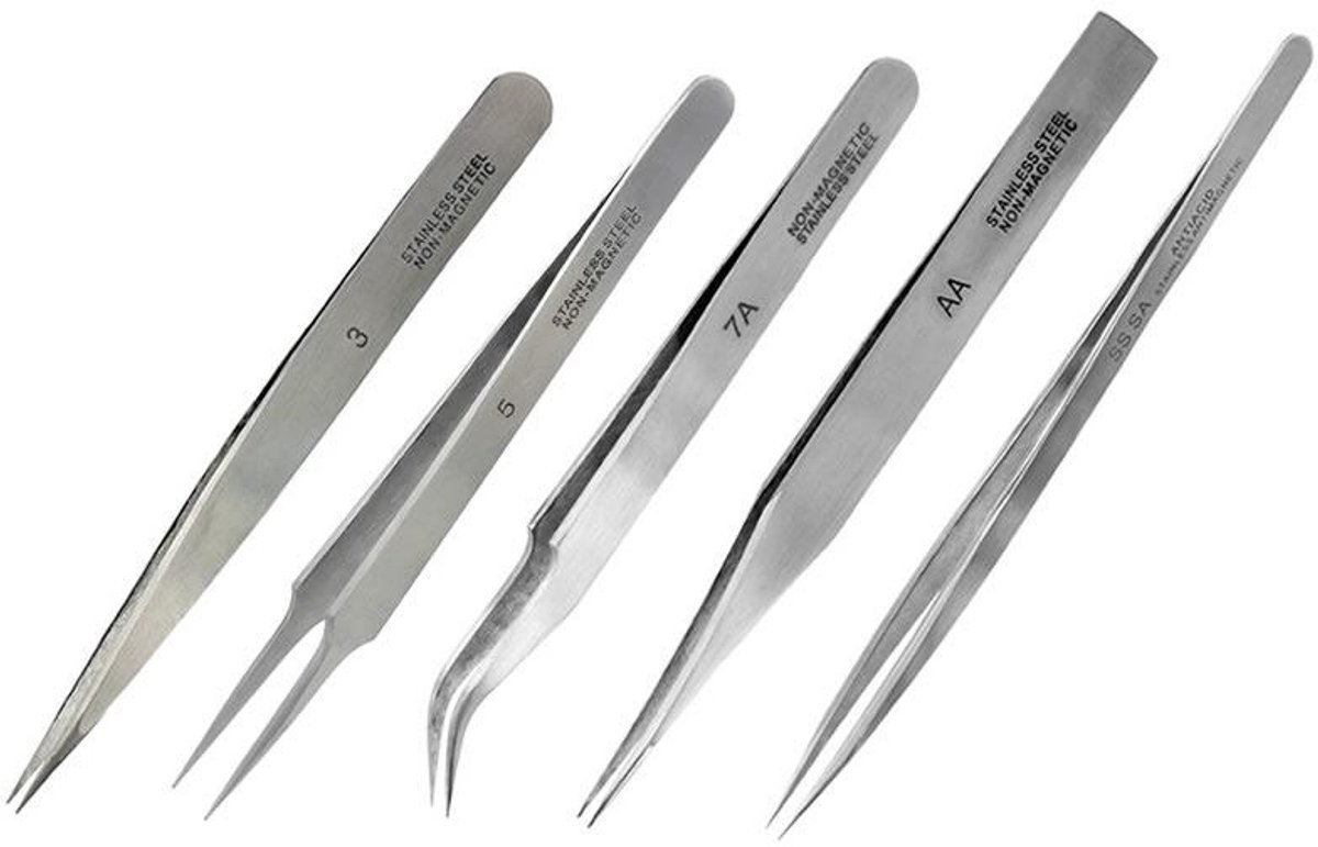 Model Craft Hobbypincet - PTW2185/S 5-delige Pincetten Set Gereedschap