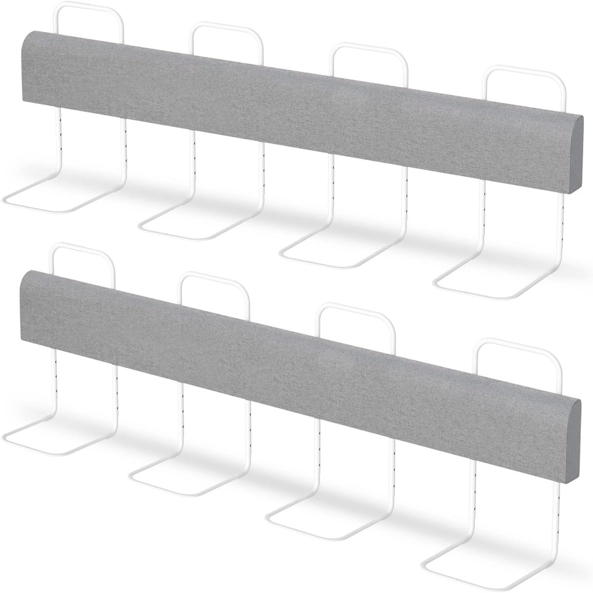 Bedhek, 2 x 200 cm, valbescherming, bed voor kinderen, vormbare bedrandbescherming, in hoogte verstelbaar, veiligheidsleuning, boxspringbed, kinderbedhek, grijs