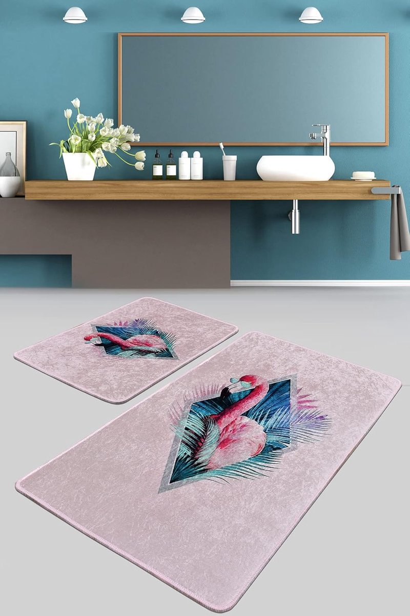 Badkamer tapijtset 2-delig - Hout ovaal 60 x 100 cm - Zacht structuur - Voor comfort en stijl - SnelShoppen