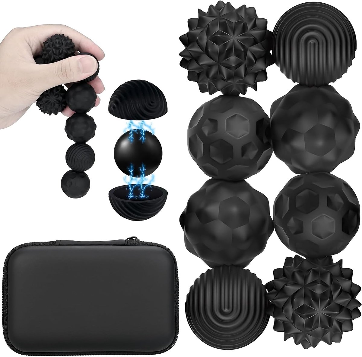 8 stuks magnetische ballen van siliconen, magnetische ballen, anti-stress, decompressiespeelgoed, sensorisch knijpspeelgoed voor autisme, fidget speelgoed