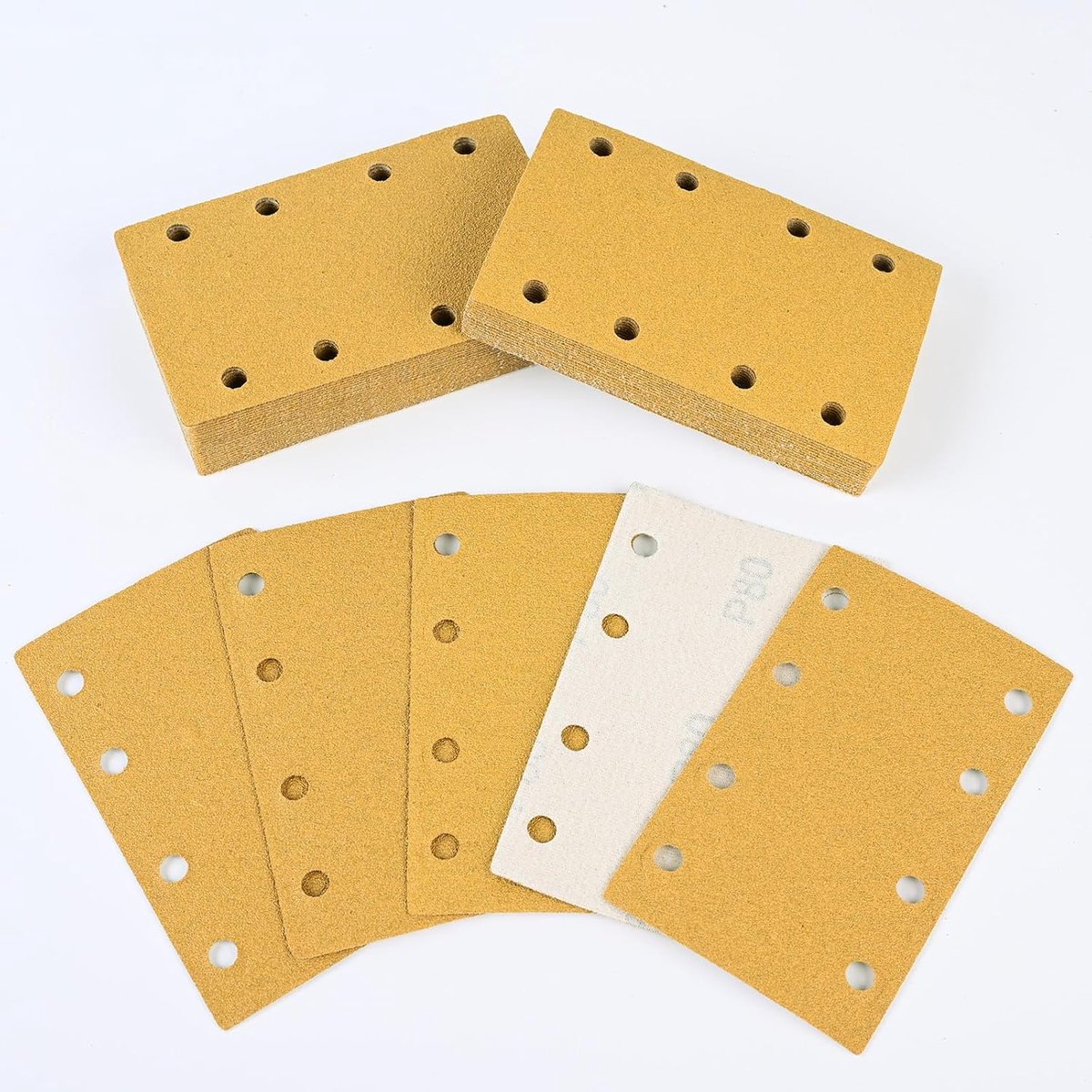 80 x 133 mm, 8 gaten, 45 stuks, klittenband-schuurpads P80, sterkere verwijdering, schuurbladen voor vlakschuurmachine op hout, metaal, lak, kunststof Sruhrak