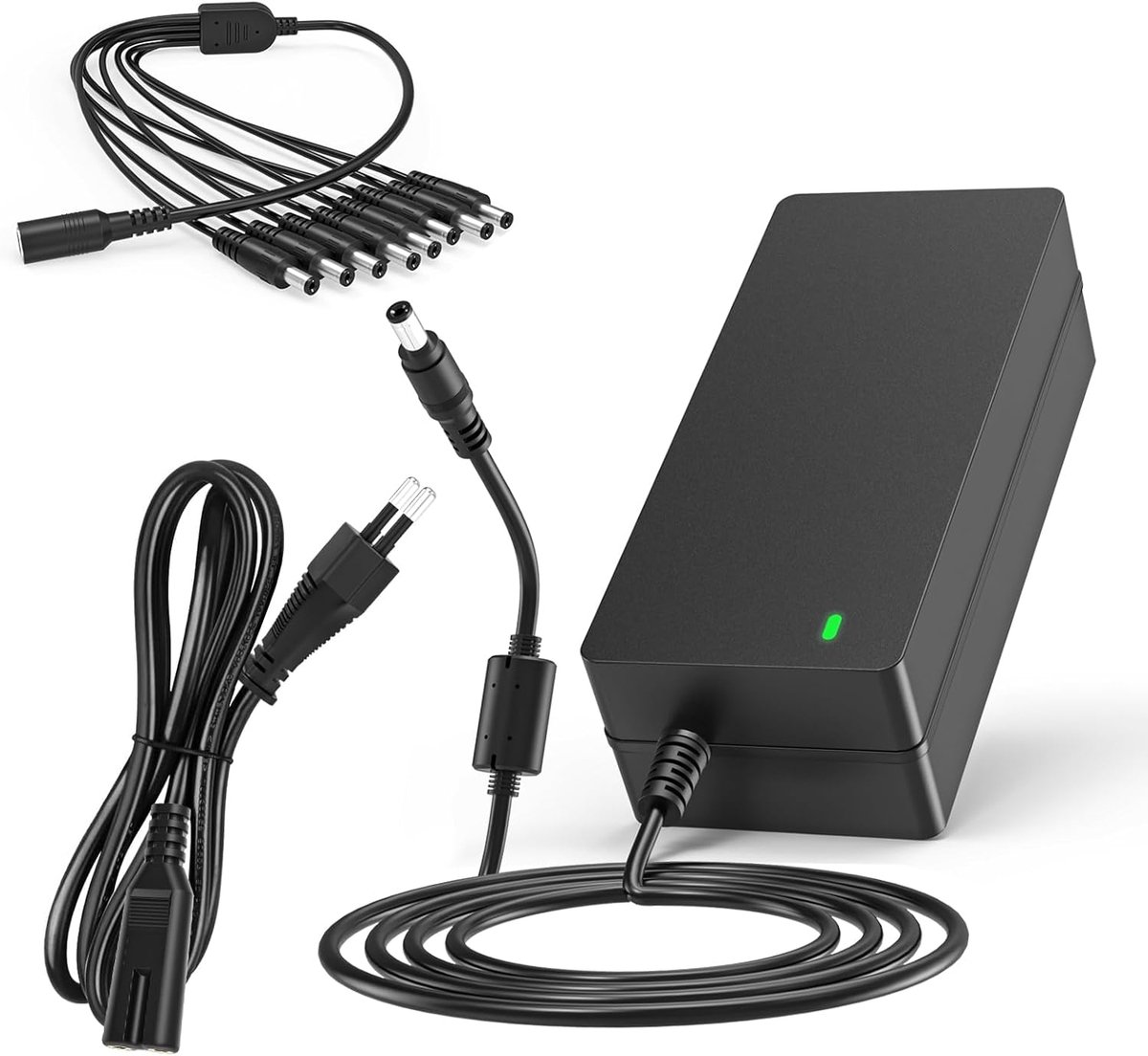 12 V 5 A CCTV-voeding, 12 volt 5 ampère veiligheidscamera-voeding met 8-weg power splitter kabel, compatibel met Lorex, Samsung, Q-See, Night Owl, Swann, Annke IP en BNC camera's