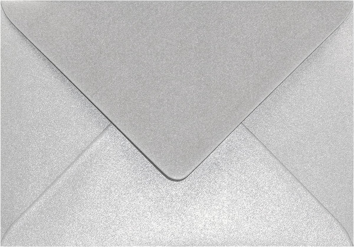 25 parelmoer zilver B6 enveloppen 125x175mm Aster Metallic Silver puntflap zonder venster voor uitnodigingen wenskaarten bedankbriefje