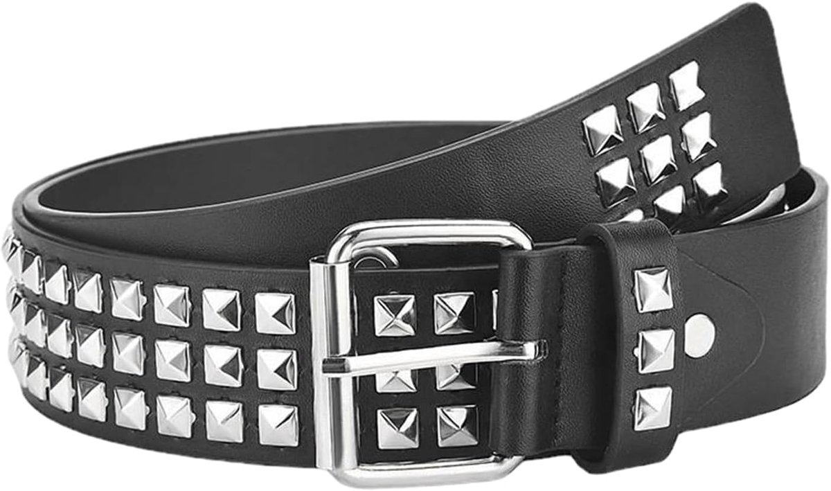 1 studs bullet-riem met gothic en punk accessoires voor mannen en vrouwen, verstelbare riem, modeaccessoires voor mannen en vrouwen (115 cm)