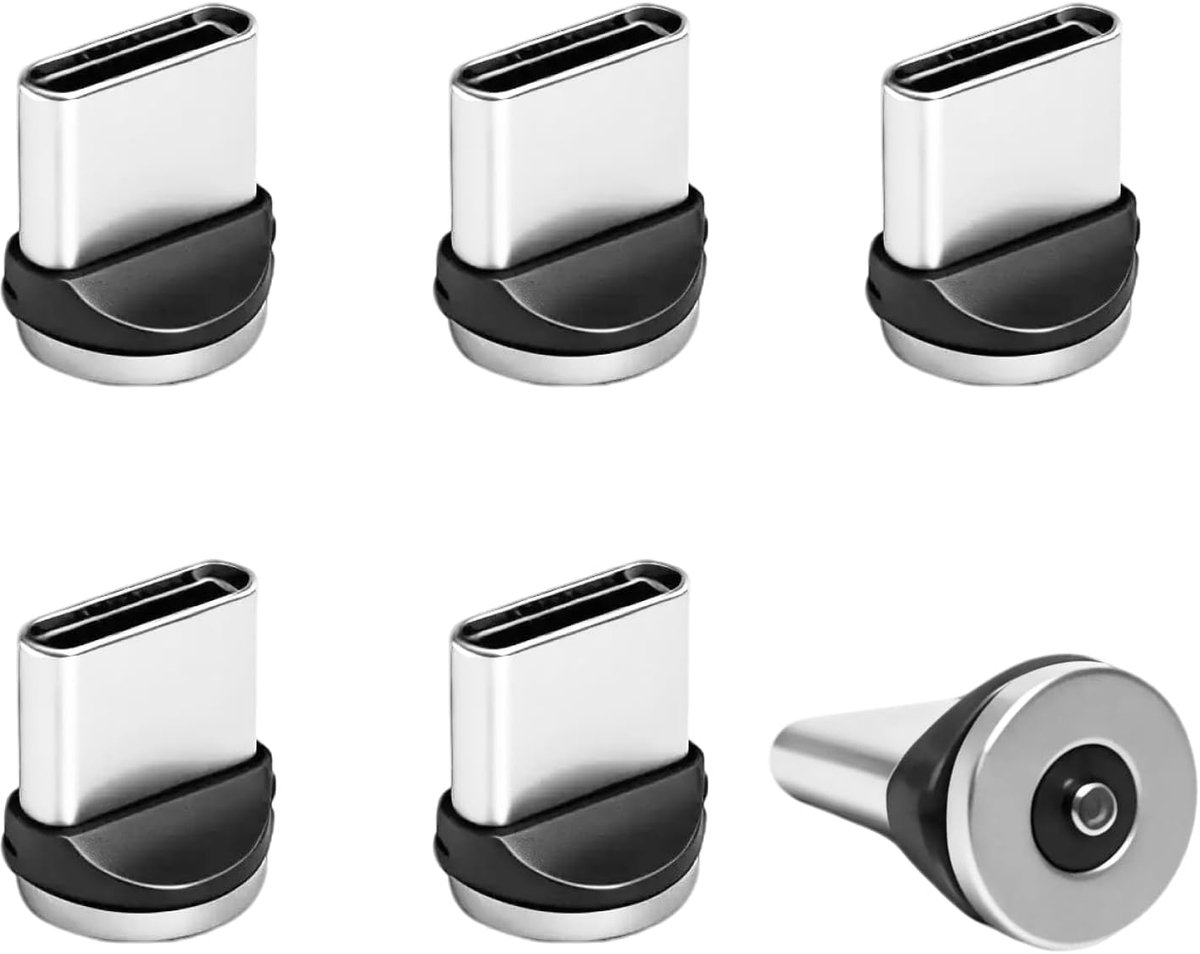 6 stuks 7-pins USB C magnetische adapters, type C snellaadmagneetadapter, voorkomt slijtage bij de magnetische oplader, voor magnetische USB-oplaadkabel opladen en uitgebreide