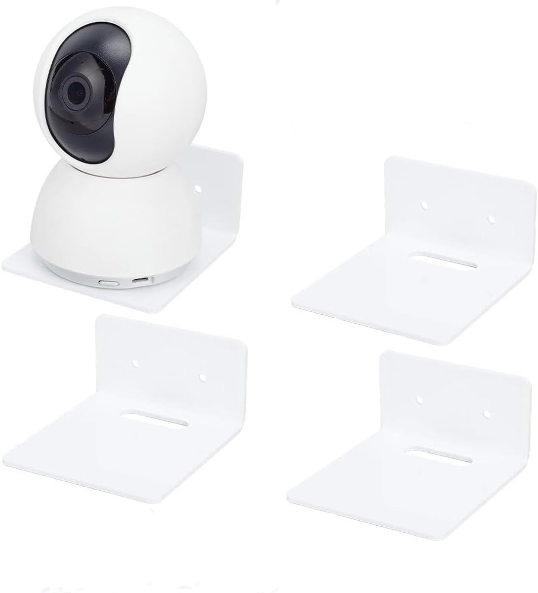 PandaHall 4 stks Drijvende Wandplanken Acryl Planken Kleine Witte Plank Display Ledges Zelfklevende Opknoping Planken voor Webcams Camera Router Monitoren met 2 Soorten Installatie