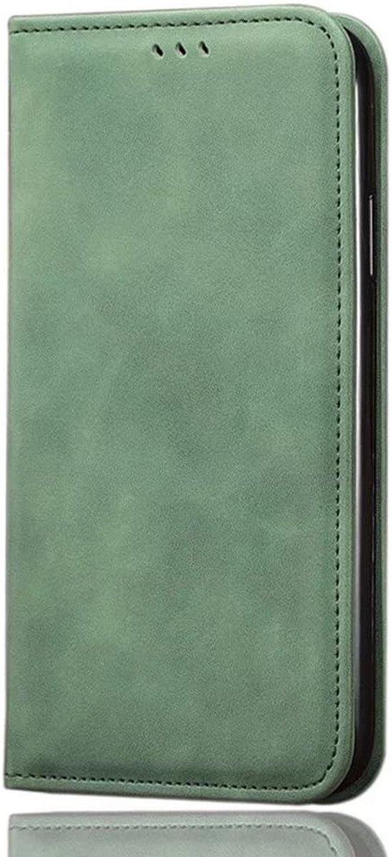Hoesje voor Motorola Moto G35 5G lederen PU portemonnee folio standaard hoesje, ultradunne schokbestendige hoes met standaard en credit card sleuven TPU hoesje magnetisch sluiten - groen