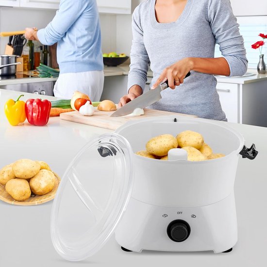 Elektrische Aardappelschiller - Automatische Groenteschiller - Snel Groenten Schillen - Krachtige Koperen Motor - 08 kg capaciteit - Wit — afbeelding 2