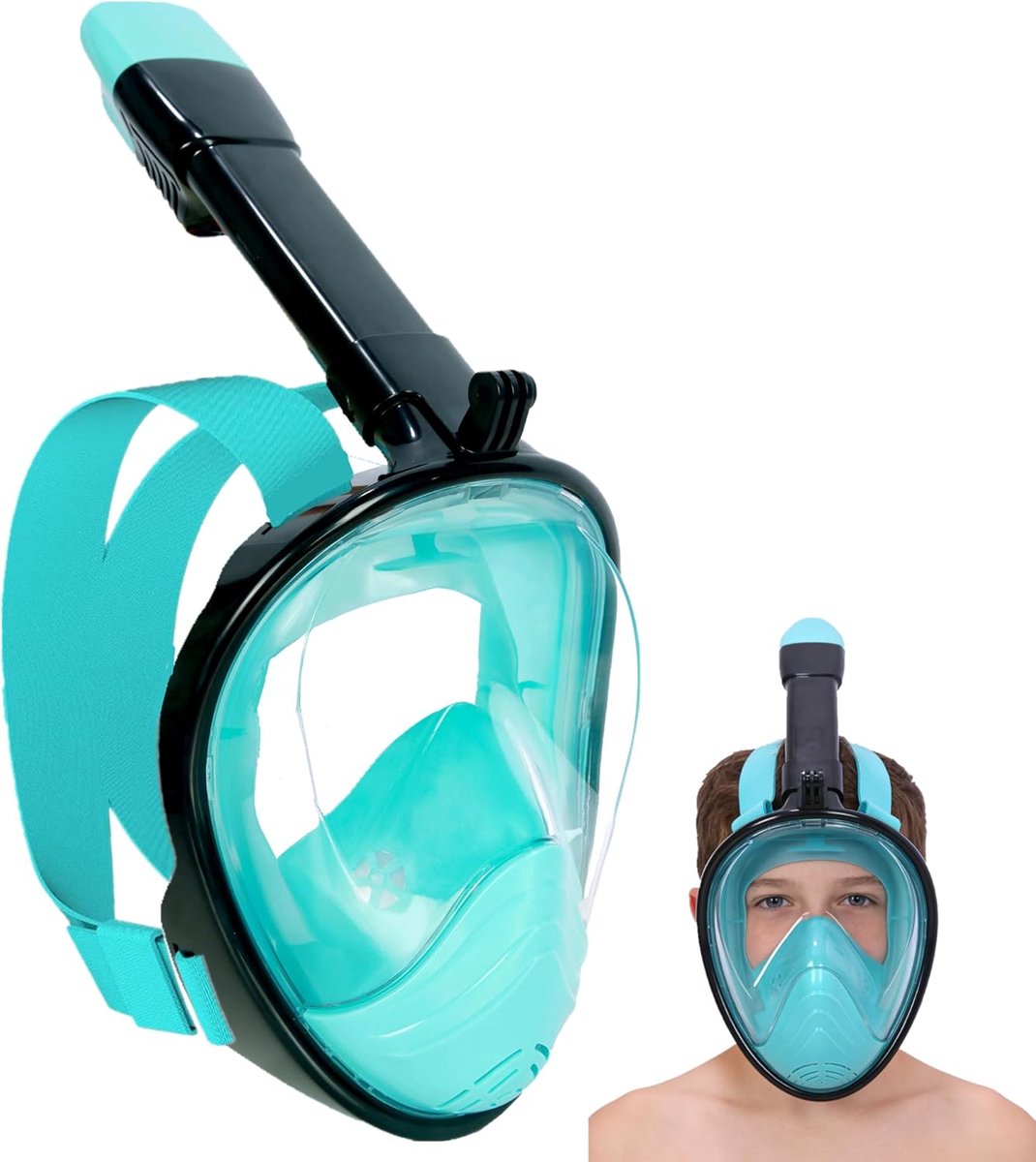 SnelShoppen - Duikmasker voor Kinderen, Volgelaatsmasker met 180 Graden Gezichtsveld, Snorkelmasker voor Gemakkelijk Ademen, Droog Snorkelset voor Kin