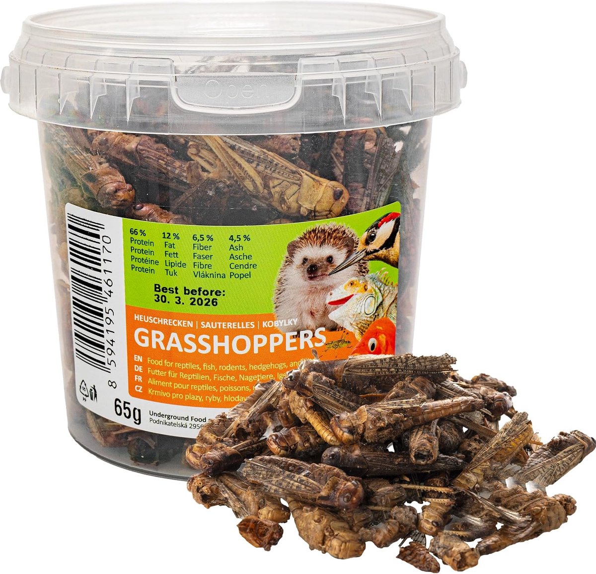 Gedroogde sprinkhanen 65g - Insectenvoer - Rijk aan eiwitten - Ideaal voor reptielen en vogels - ShopVlot