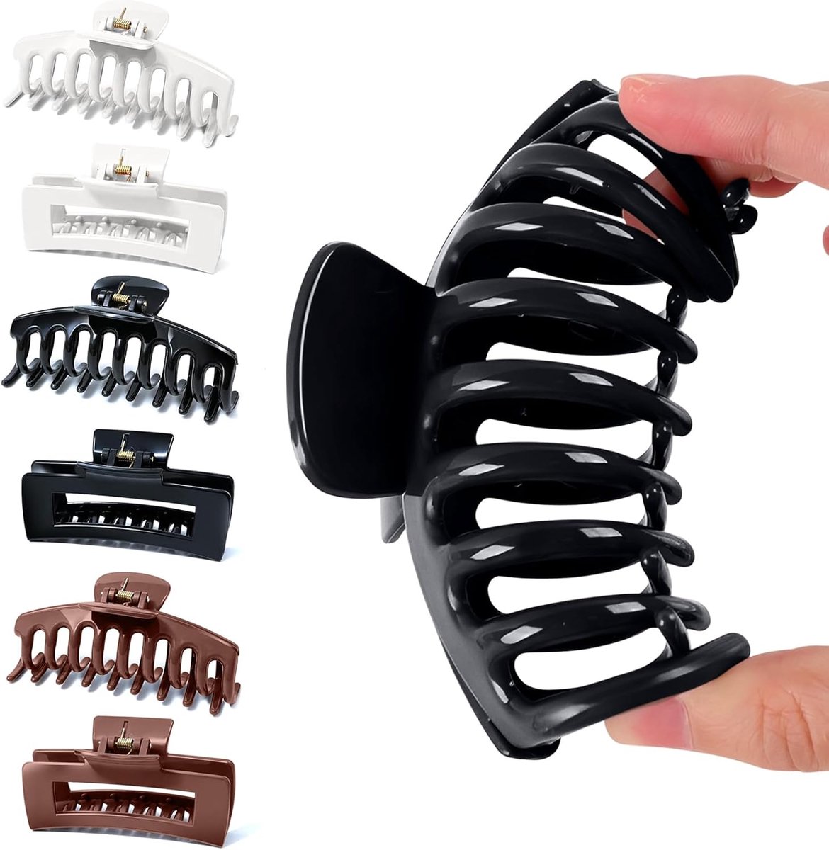 Haarclips set van 6 - Grote cloud clips 11 cm - Flexibel siliconen - Pijnloze grip voor dik haar - ShopVlot