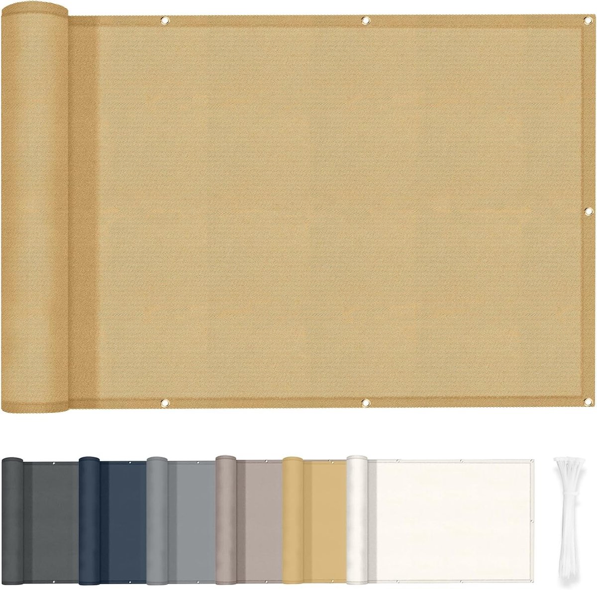 Balkonscherm 90x200cm - zandkleur - waterdicht - privacybescherming voor balkon - ShopVlot