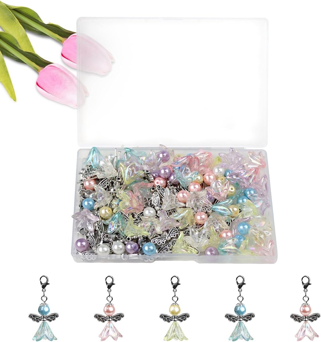 Bouwhobby Engel Hanger Set van 50 - Kleurige Pealengels - Unieke DIY Creaties - Perfect voor Bruiloft en Doop - ShopVlot