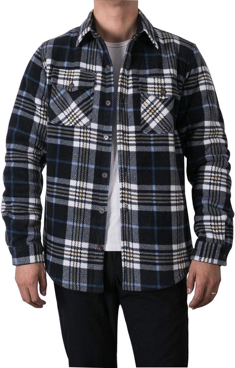 Flanellen overhemdjack heren - warme sherpa voering - zacht fleece - ideaal voor buitenactiviteiten - ShopVlot