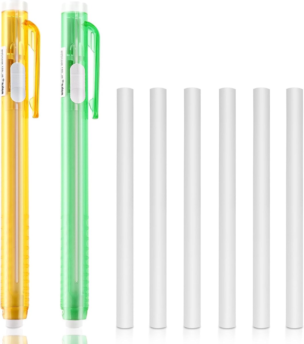 Gomset penstijl - 2 stuks met vervangbare gummen - Ideaal voor school en kantoor - ShopVlot