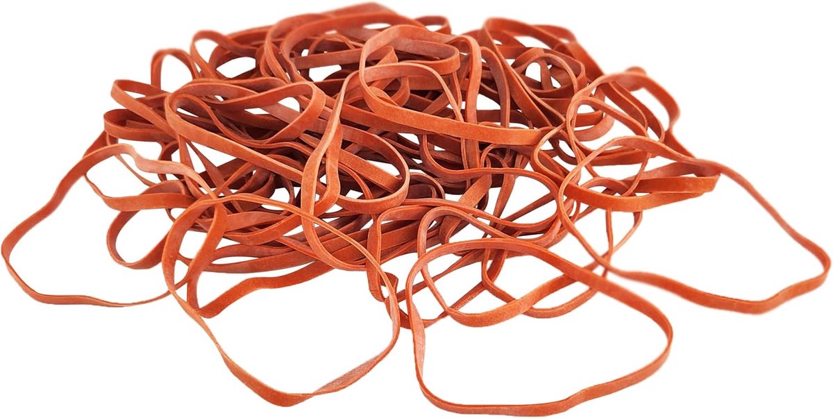 Rubberen banden, rood, rekbaar, Ø 120 mm, 5 mm dik, zak van 500 g, rubberen ringen, huishoudelijke elastiekjes voor bundelen, fixeren of knutselen