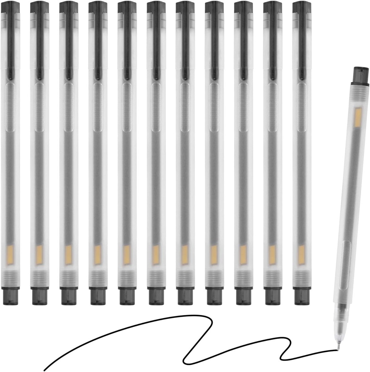 Gel Pen Medium Point 0,5 mm, 12 Pack Sneldrogende Gladde Zwarte Gel Ink Rollerball Pen voor Thuiskantoor Schrijven Notitie Nemen Journaling Business, Stijl 4