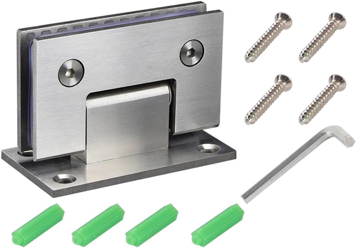 Heavy Duty 90 graden glazen deur kast vitrine klem glas douche deuren scharnier reserveonderdelen (zilver)