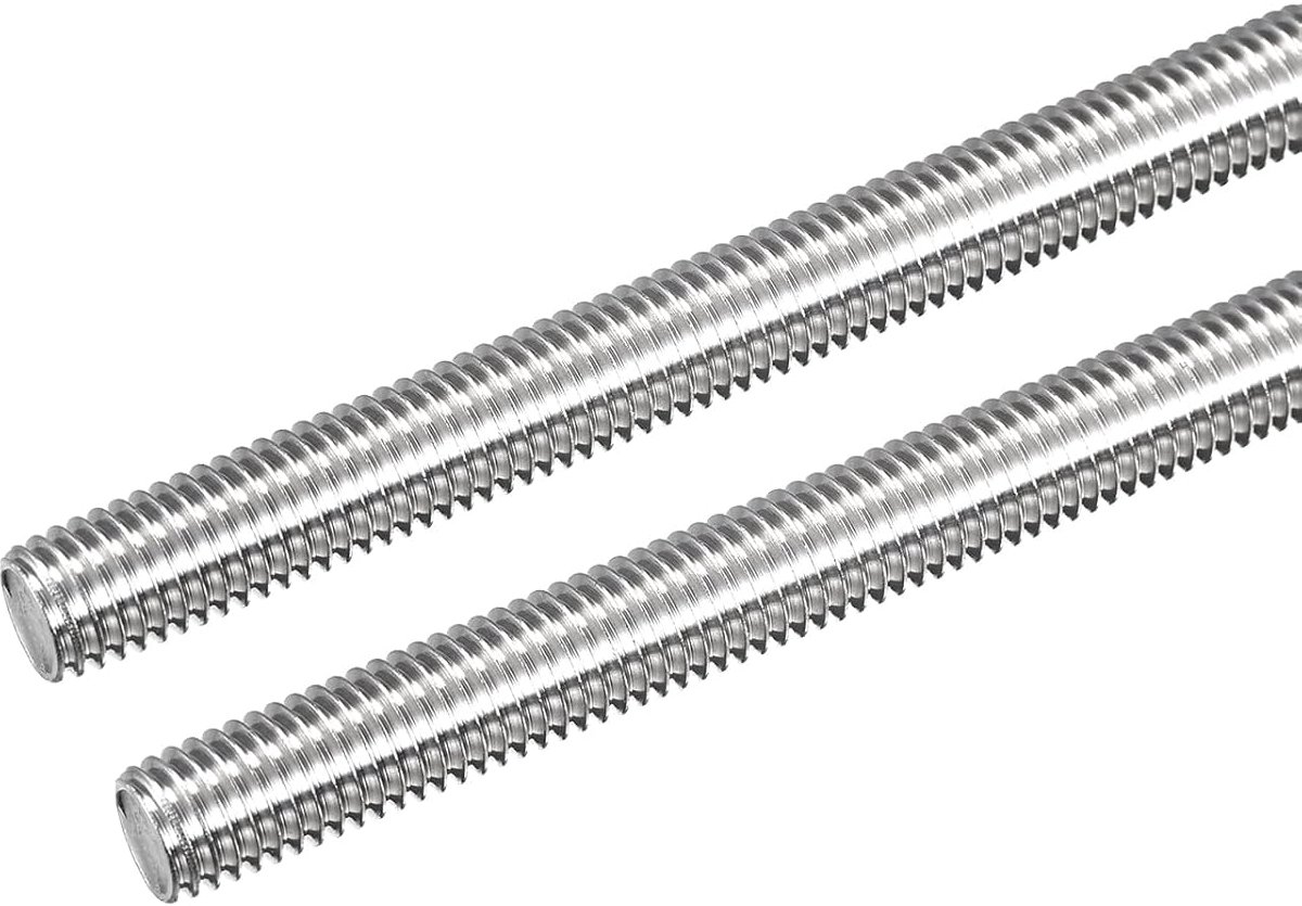Schroefdraadstang M10 x 200 mm, schroefdraadhelling 1,5 mm, van roestvrij staal 304, rechts, 2 stuks