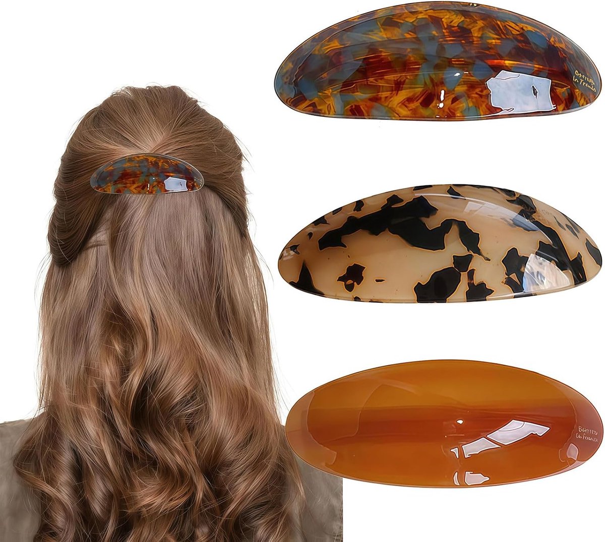 haarklem 'clean girl' esthetiek voor dames, grote acetaat haarclip in vintage Franse stijl, schildpad haarspelden voor dik haar