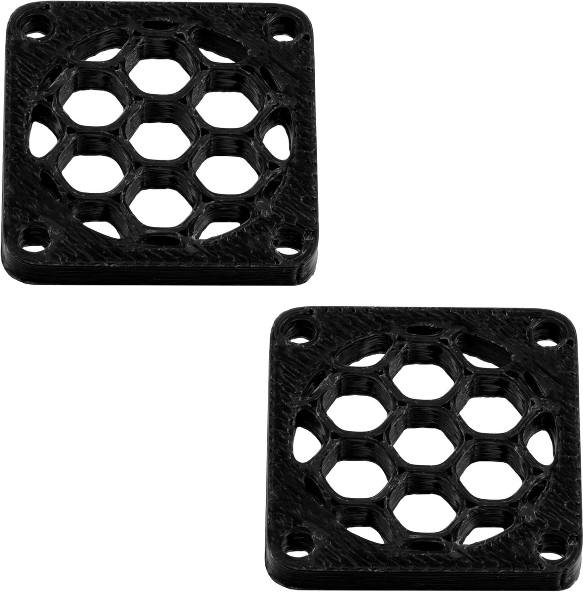 Set van 4 kunststof ventilatorroosters 25x25 mm kleur zwart