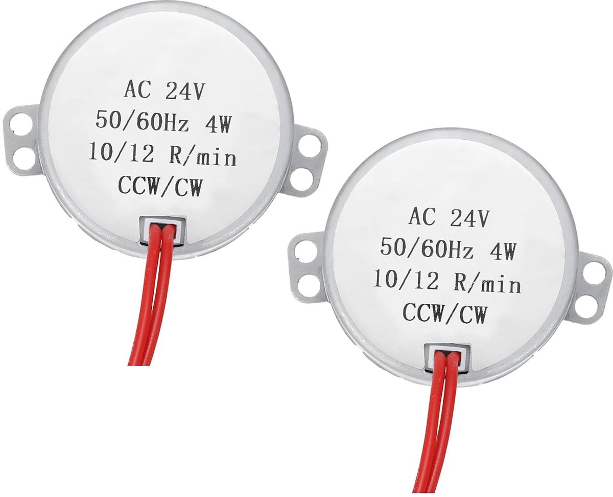 Synchrone motor AC 24 V elektromotor 10-12 rpm 50-60 Hz CCW/CW 4 W platte as eenvoudige laag verbruik stille motoren voor handwerk en elektrische ventilator, 2 stuks