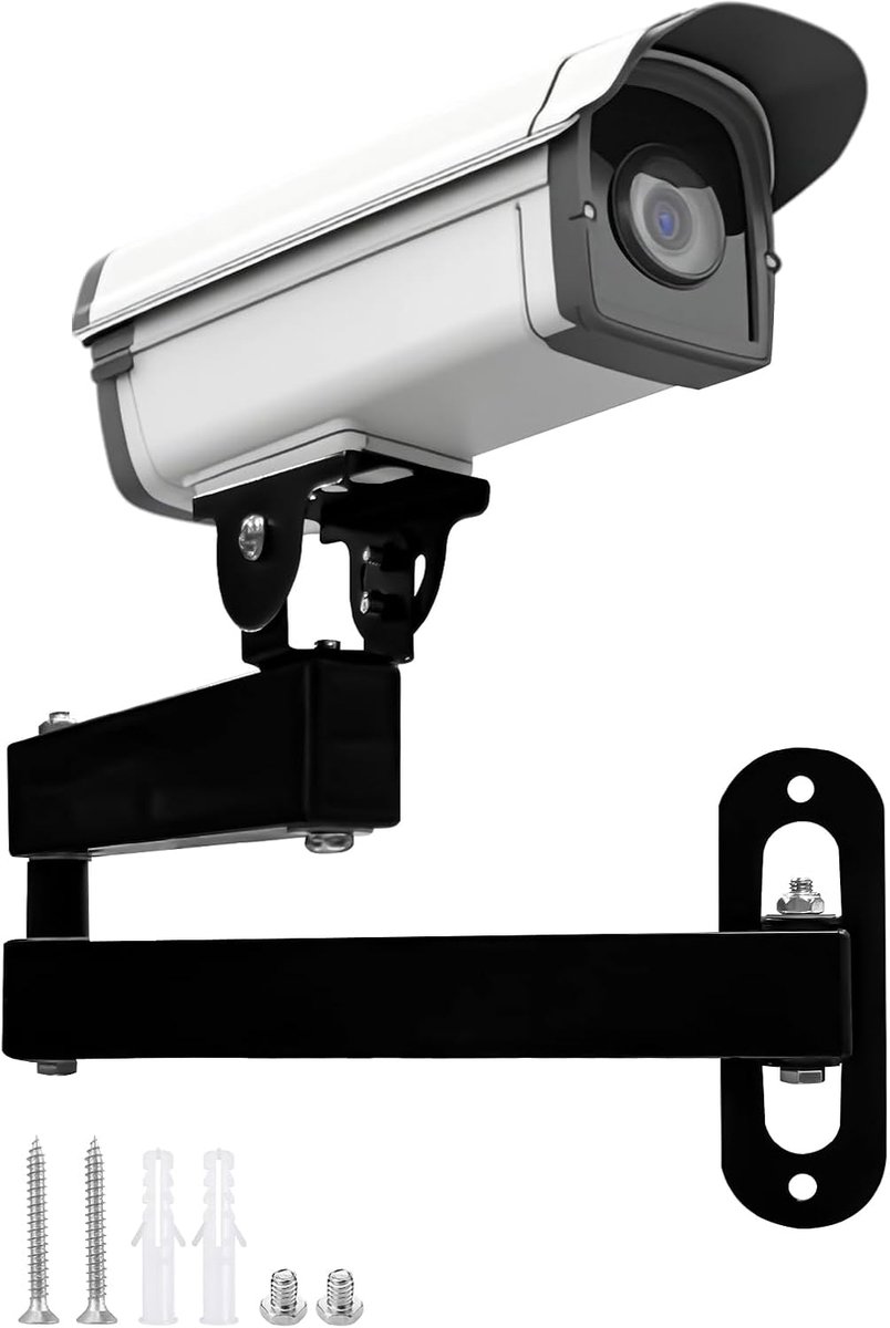 Houding voor bewakingscamera, camerabeugel muurbeugel verstelbaar, camerabeugel muur, universele bewakingsbeugel voor binnen en buiten, metaal, 1 stuk, zwart