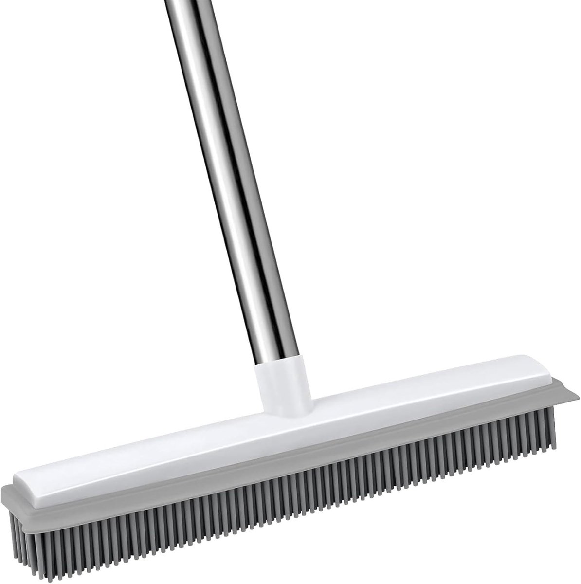 Vloerreiniger met lange steel 130 cm, 2-in-1 rubberen bezem met waterwisser, verwijdert honden- en kattenhaar, bezem voor tapijt, houten vloeren, tegels en ramen