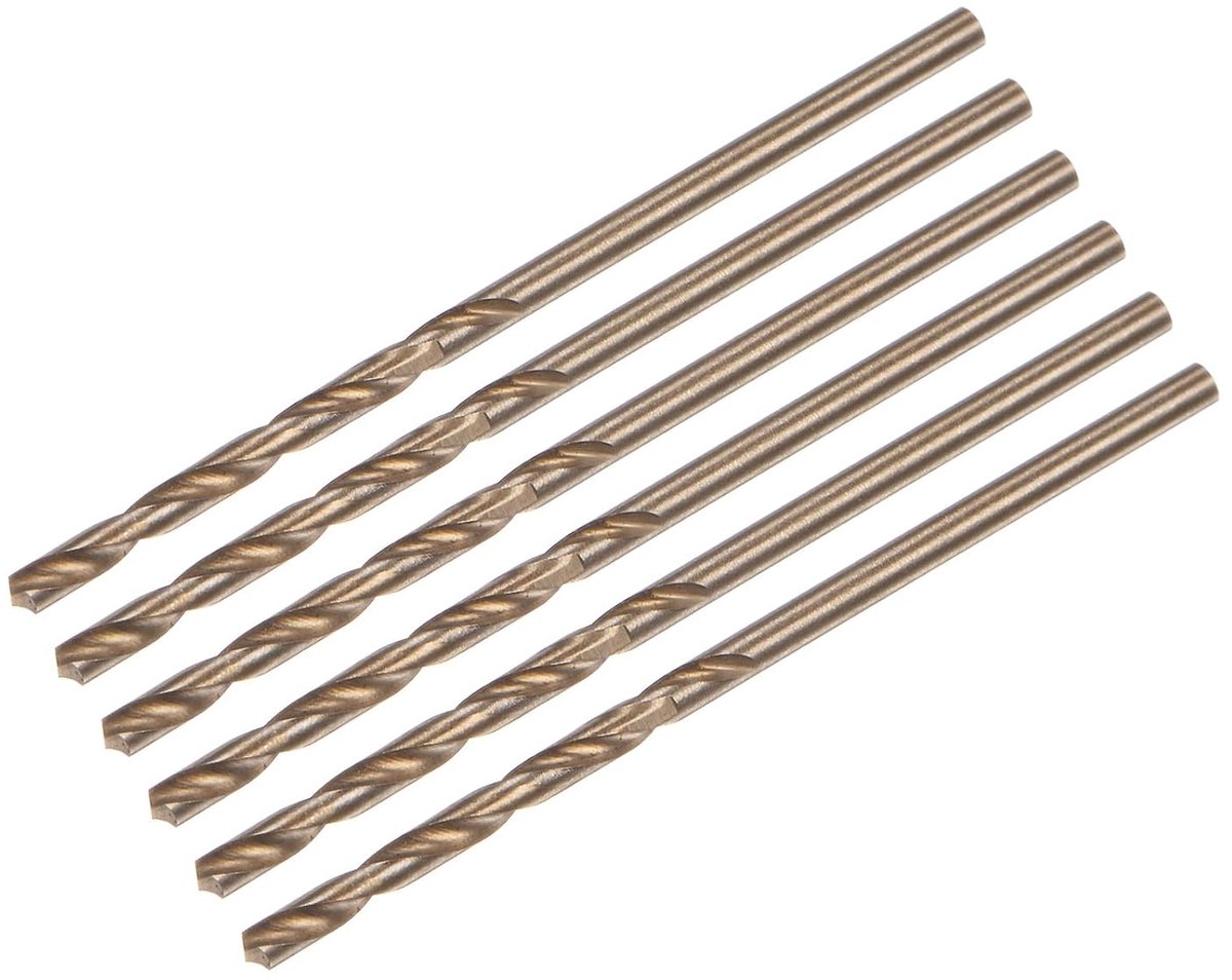6 stuks jobber boren 2 mm zwart nitride & goud titanium gecoat M2 snelstaal (HSS) spiraalboor voor roestvrij staal, aluminiumlegering, metaal