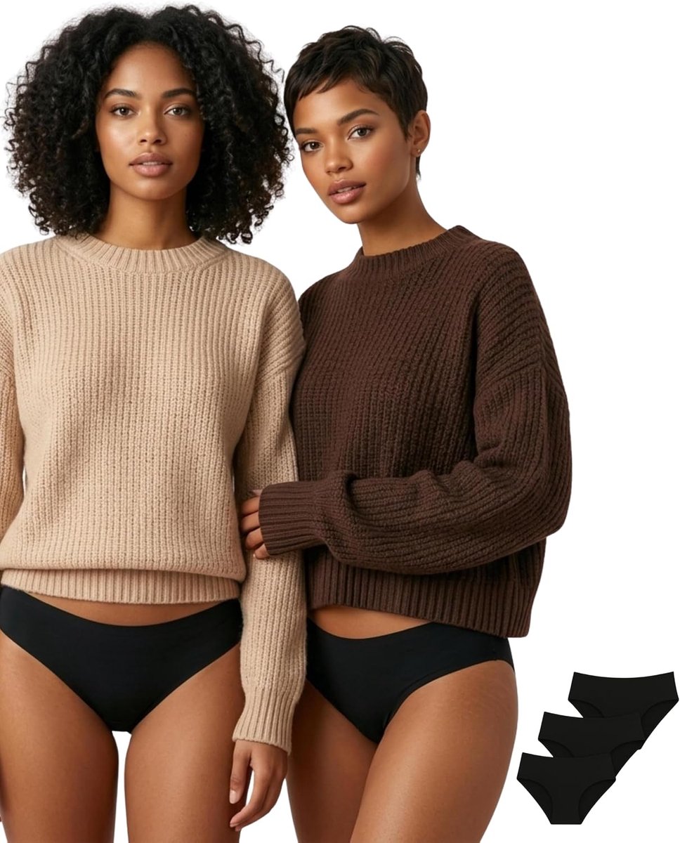 Menstruatie Ondergoed Vrouwen | Periodenslip Seamless Onzichtbaar Tweede Huid | 4 Lagen Super Absorberend & Versterkte Lekvrije Randen | Wasbaar, Herbruikbaar, OEKO-TEX (Set van 3)