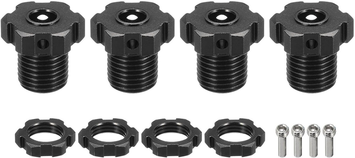 Metalen 17 mm wielnaaf, zeskantmoeren, aandrijfadapter zwart met pennen voor RC auto upgrade reserveonderdelen 4 stuks