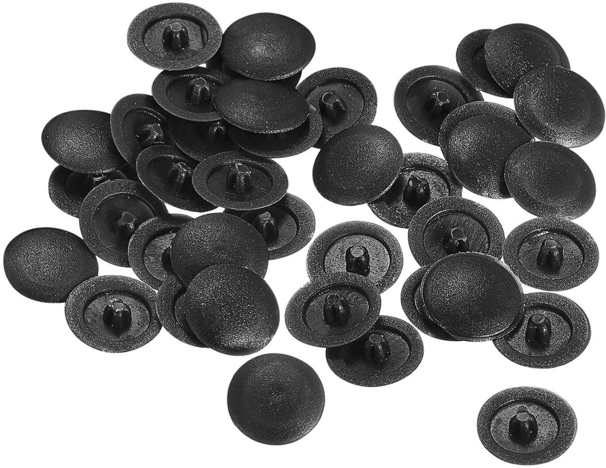 Sourcing map 40 stuks schroefdoppen, afdekkingen, 12 x 3 mm, kunststof schroeven, decoratieafdekking voor kruiskop, nokken, bevestigingsmoer, zelftappende schroef, zwart