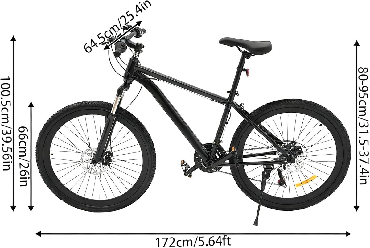 Mountainbike 26 inch - hoogwaardig staal - 21 versnellingen - ideaal voor moeilijk terrein - SnelShoppen